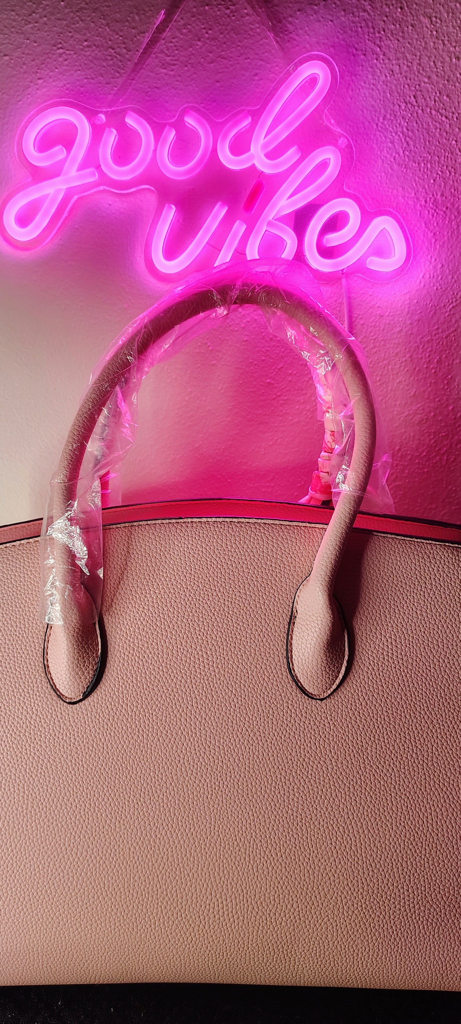 Blush Pink Structured Tote with Quilted Pouch and Scarf Accent