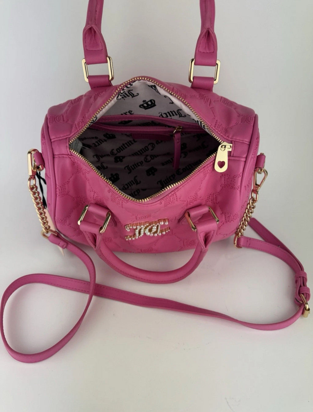Juicy Couture Pink Satchel Bag NWT Rare Viral Style Valentine Gift Pearls Logo