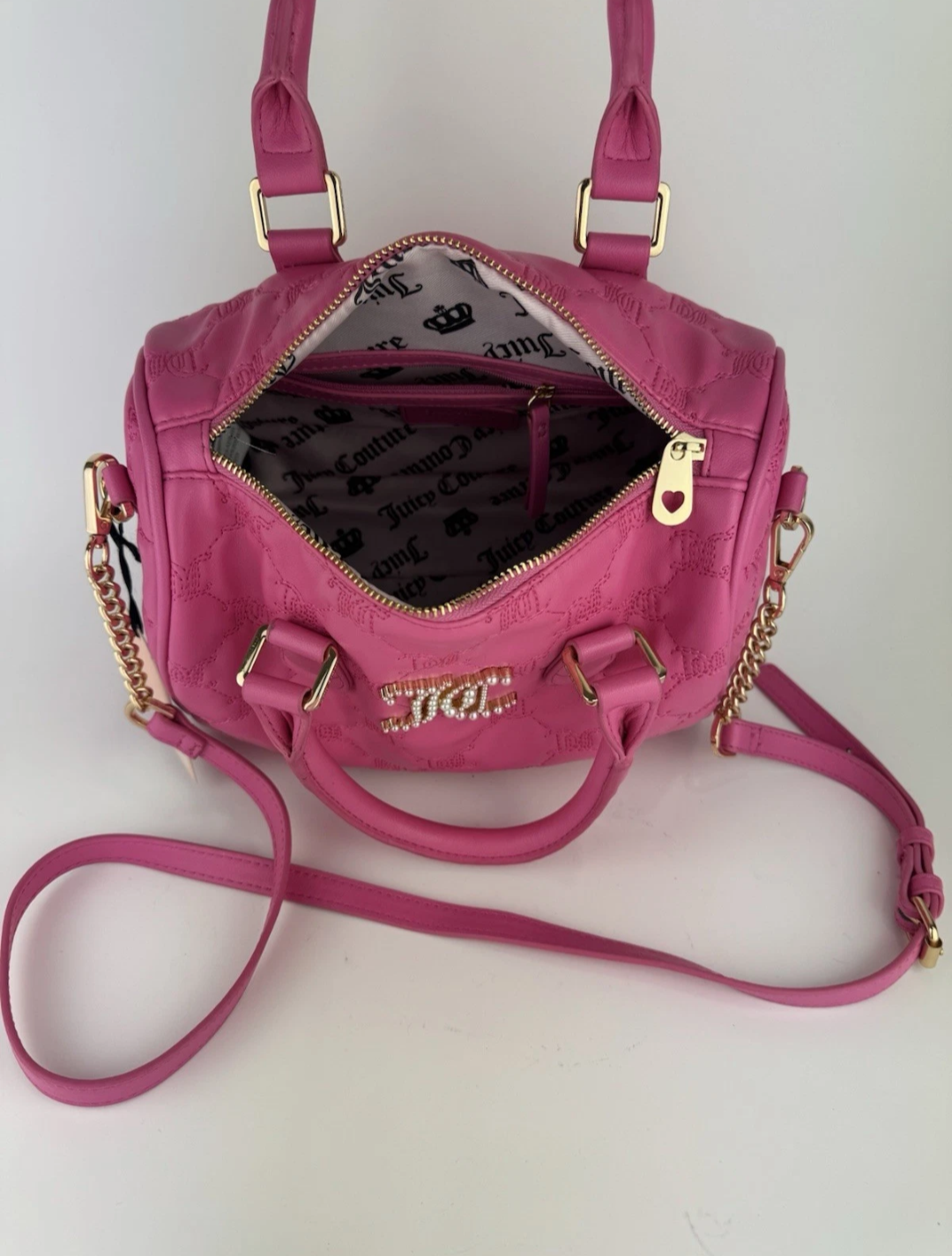 Juicy Couture Pink Satchel Bag NWT Rare Viral Style Valentine Gift Pearls Logo