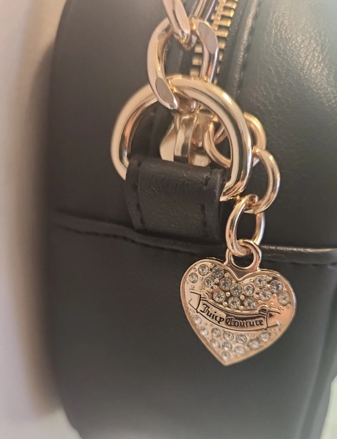 Juicy Couture Black and White Quilted Crossbody with Gold Accents