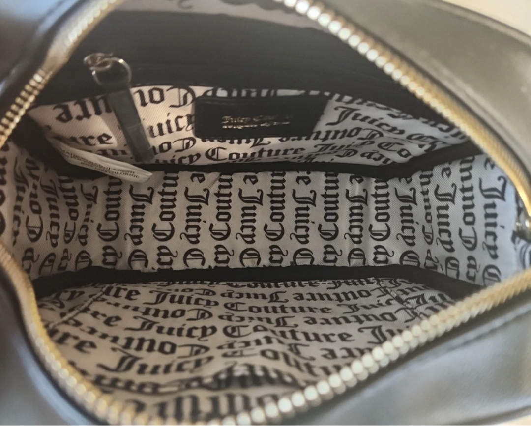 Juicy Couture Black and White Quilted Crossbody with Gold Accents