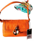 Juicy Couture Orange Leather Shoulder Bag with Anchor Hardware