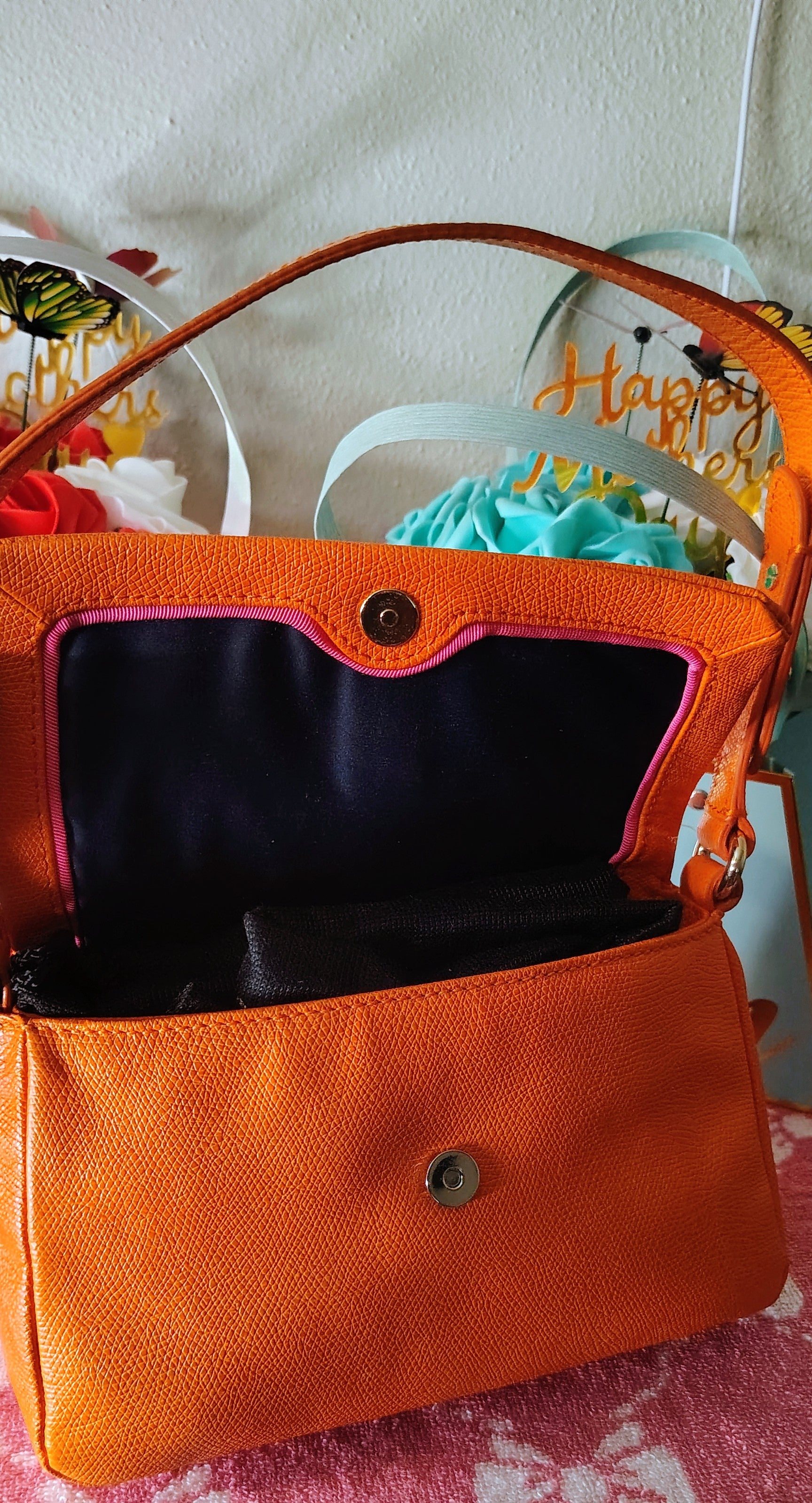 Juicy Couture Orange Leather Shoulder Bag with Anchor Hardware