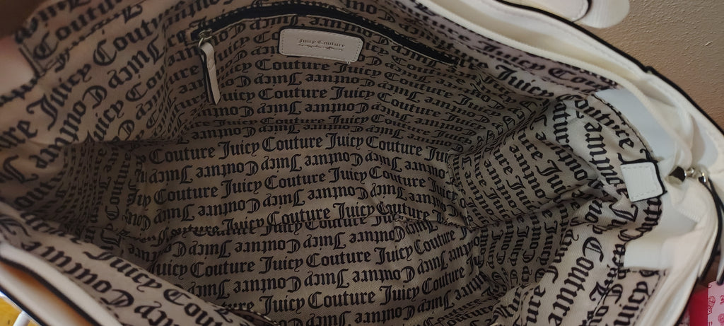Juicy Couture Black Tote with Cream Straps and Pink Patch Charm/w Matching Wallet