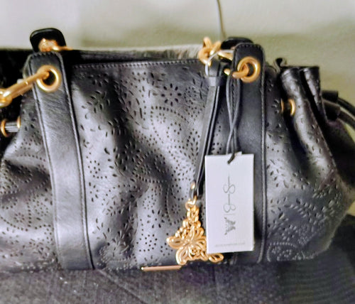 Jessica Simpson Black Laser-Cut Shoulder Bag