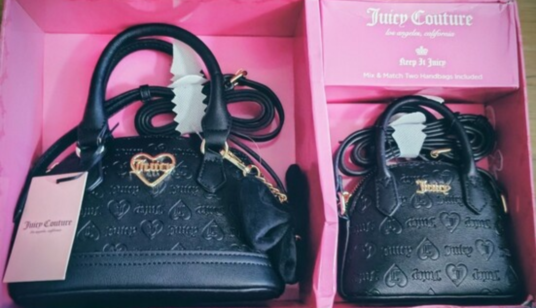 Juicy Couture Black Mini Satchel with Gold Hardware