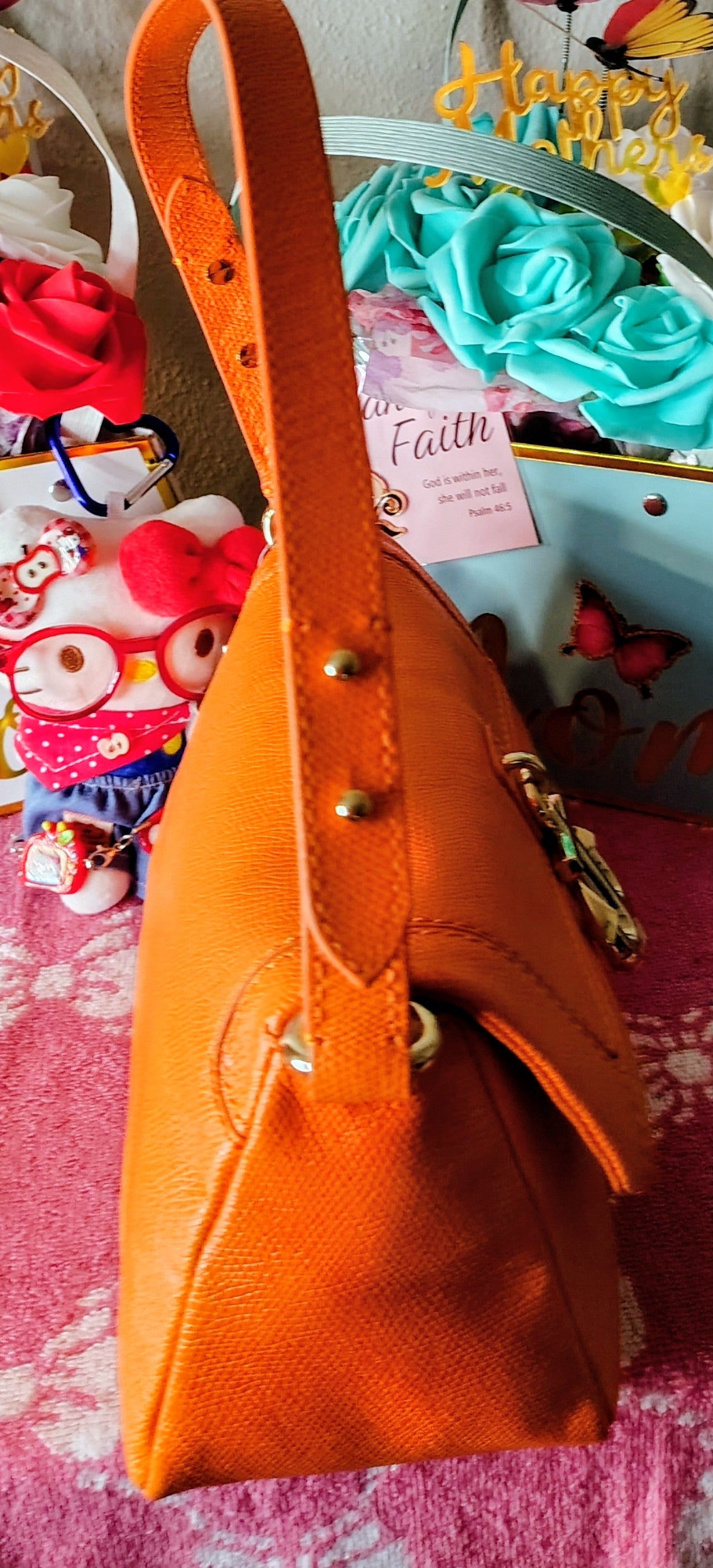 Juicy Couture Orange Leather Shoulder Bag with Anchor Hardware