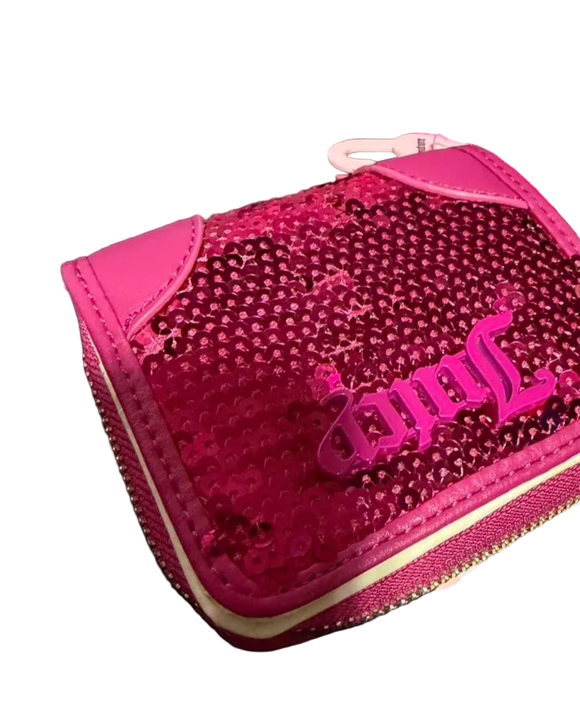 Juicy Couture Pink Sequin Handbag Set/w Matching Wallet