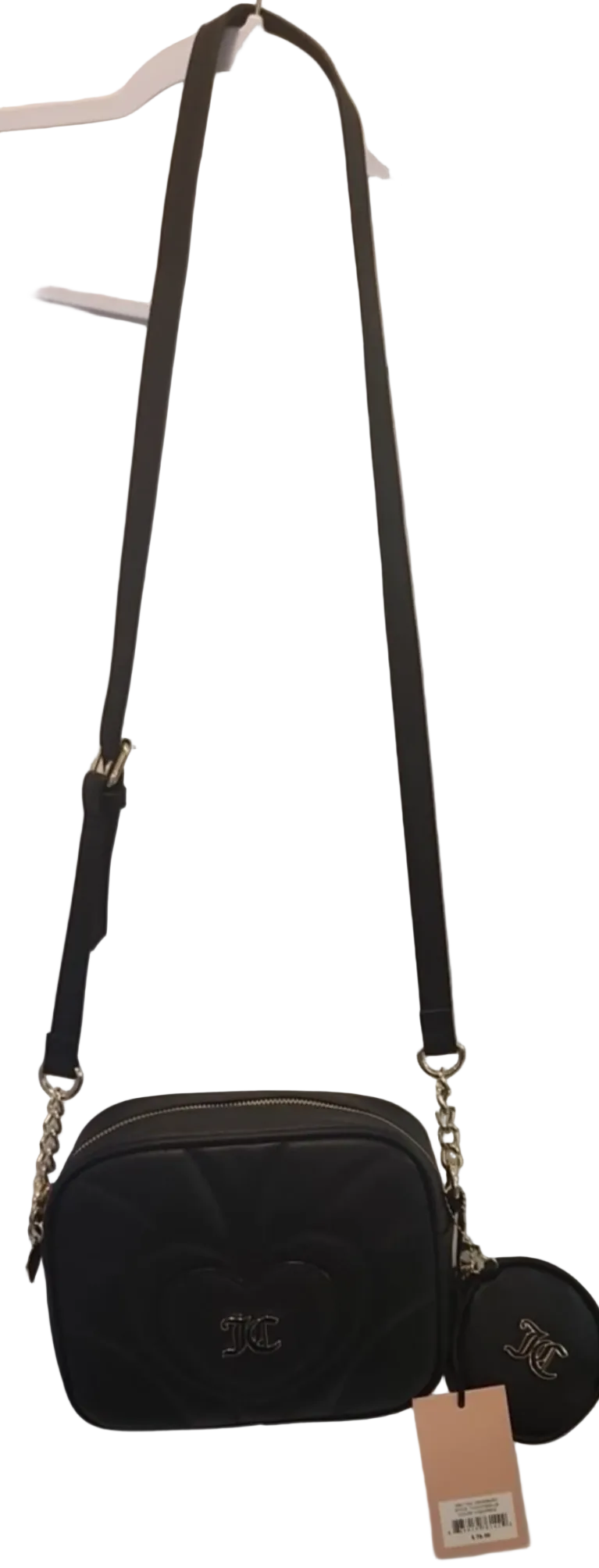 Juicy Couture Black and White Quilted Crossbody with Gold Accents