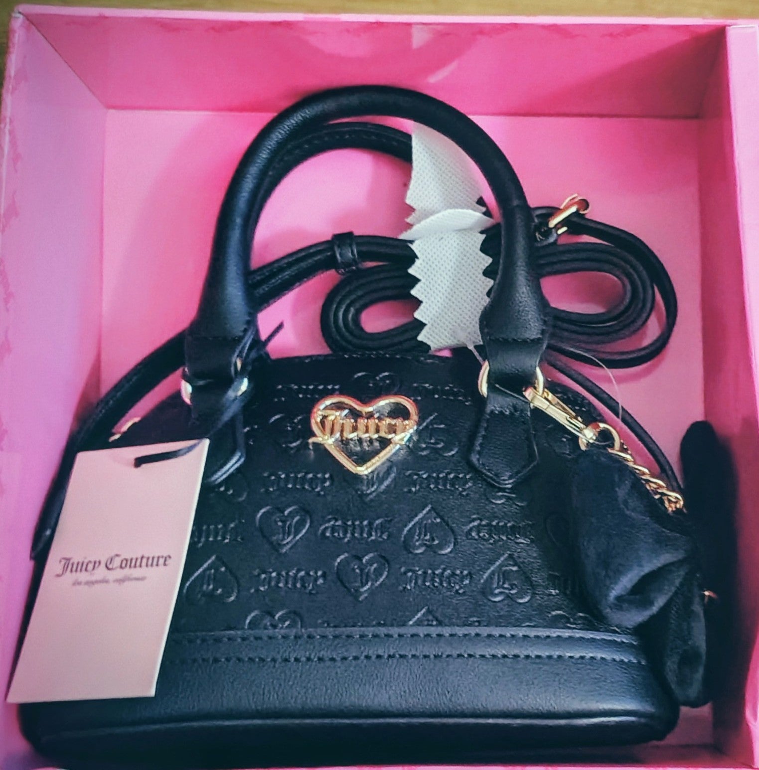 Juicy Couture Black Mini Satchel with Gold Hardware