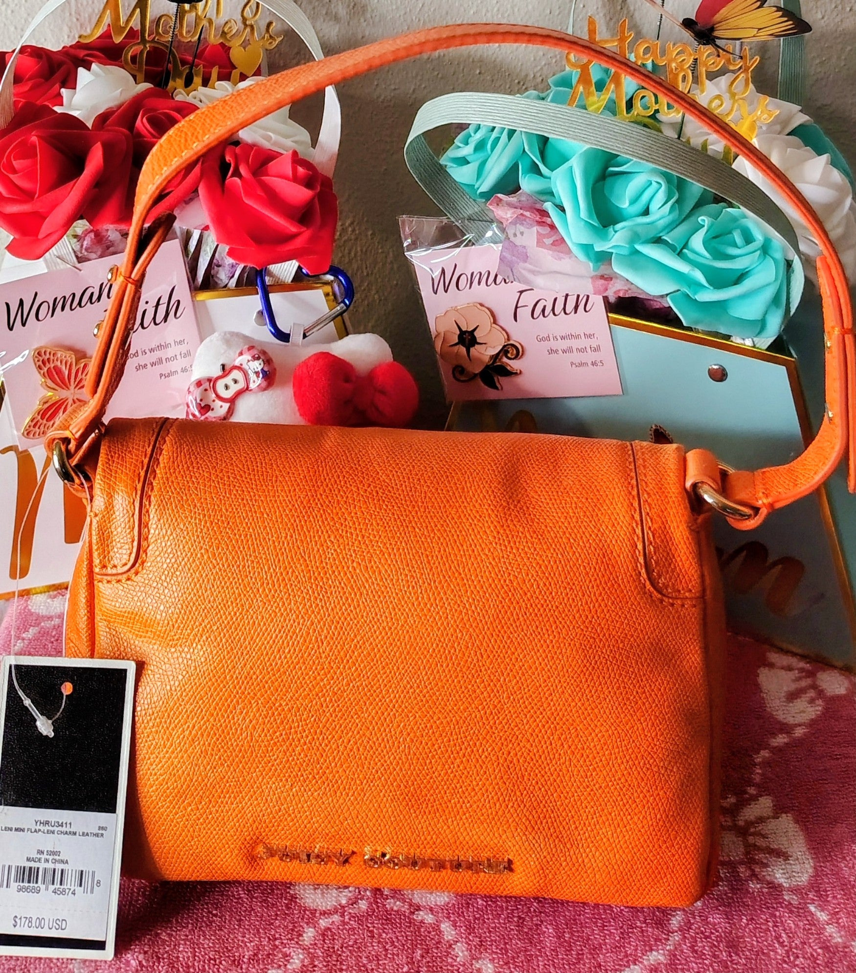 Juicy Couture Orange Leather Shoulder Bag with Anchor Hardware