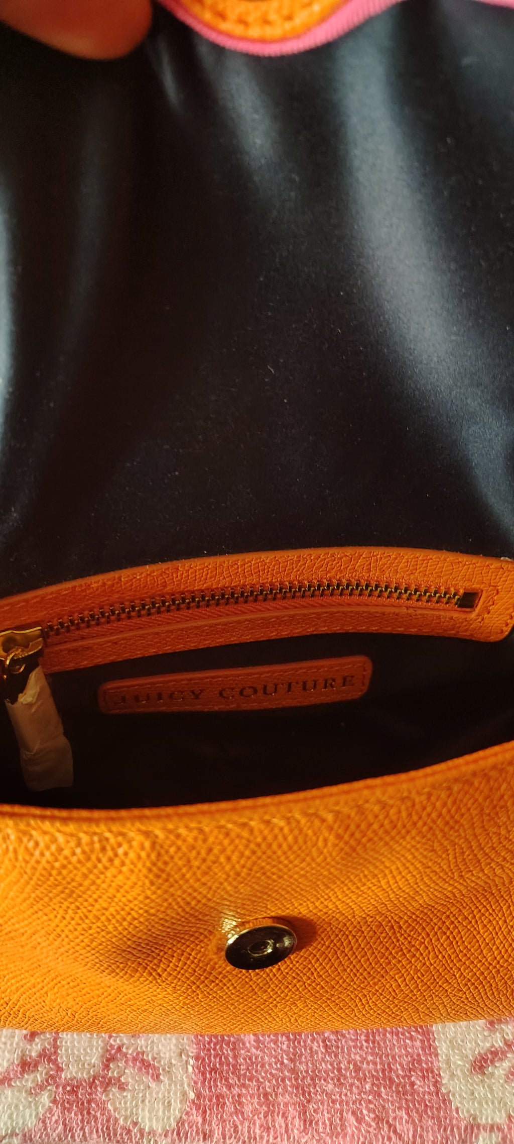 Juicy Couture Orange Leather Shoulder Bag with Anchor Hardware