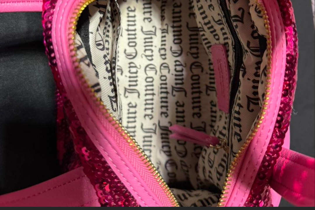 Juicy Couture Pink Sequin Handbag Set/w Matching Wallet